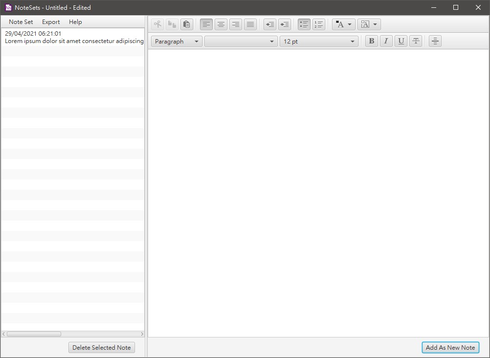 Adding notes to the
                note set