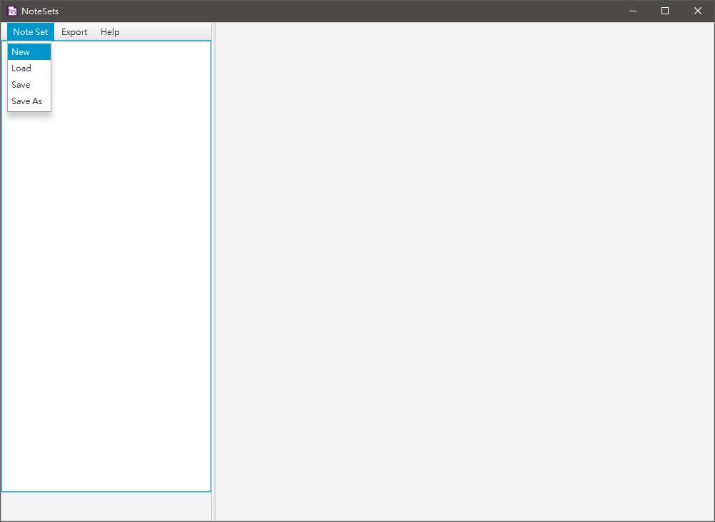 Note Set menu options