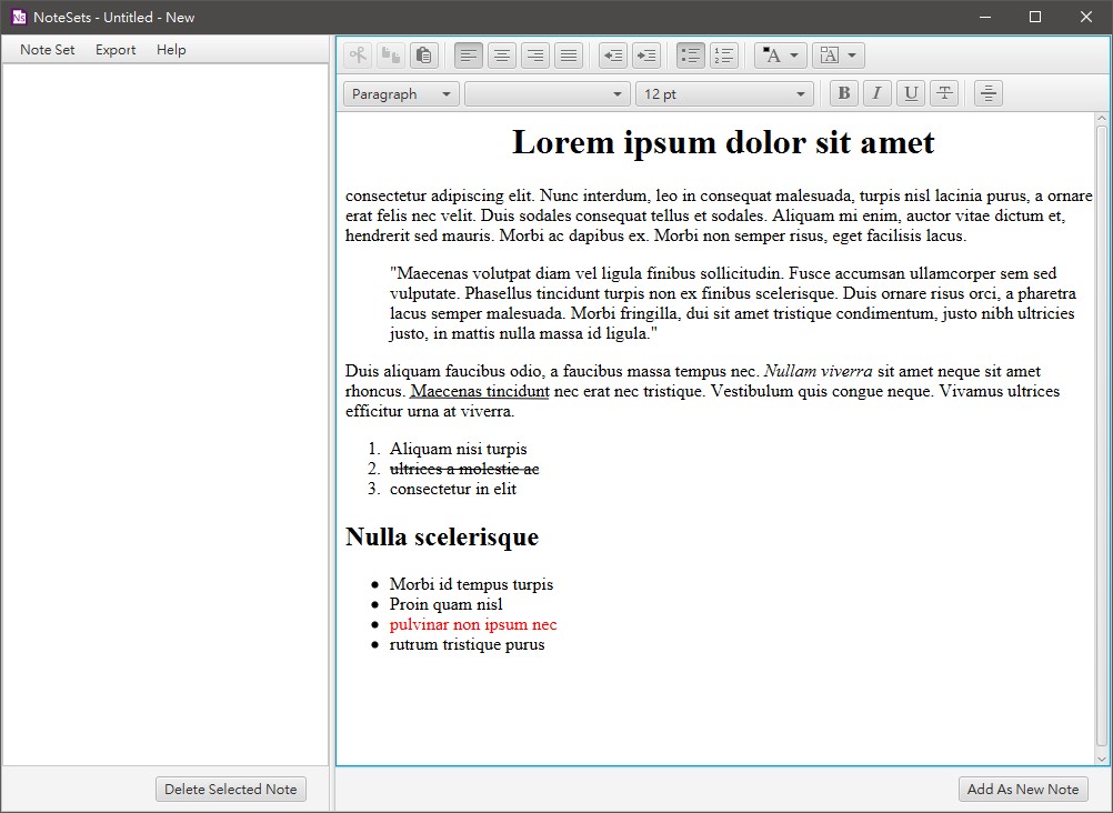 Making a new note set